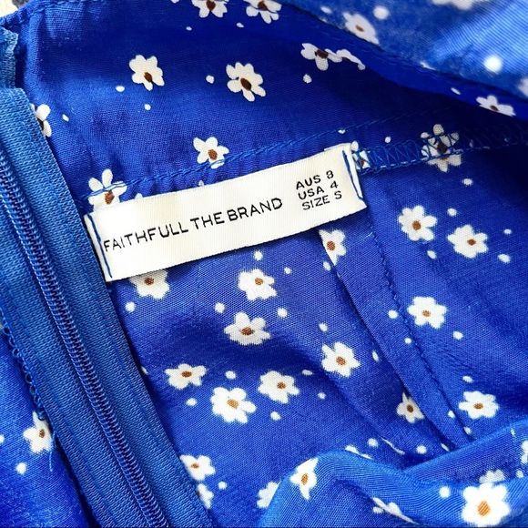 Faithfull The Brand La Villa Floral Jumpsuit Cobalt Betina Floral Size 4 Small - Picture 10 of 11